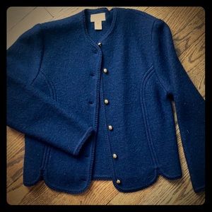 Wool vintage sweater jacket with brass buttons